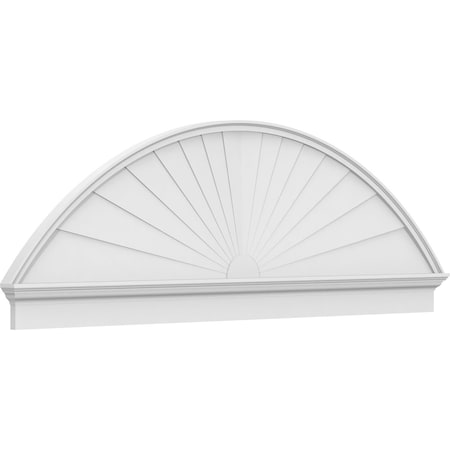 Ekena Millwork Segment Arch Sunburst Architectural Grade PVC Combination Pediment, 86"W x 28-3/8"H x 2-3/4"P PEDPC086X285SEG01